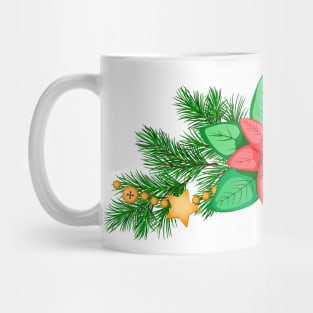 Сhristmas composition with poinsettia Mug